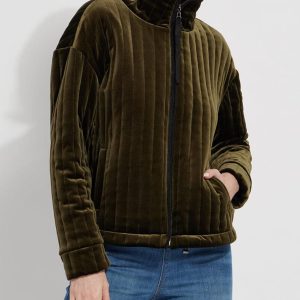 Shea gesteppte Samtjacke in Green Meadow