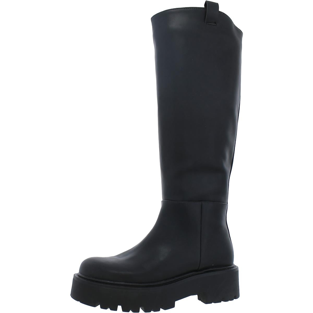 Crow kniehohe Stiefel – Kunstleder, hoher Schaft