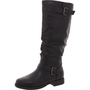 kniehohe Stiefel – Kunstleder, Schnalle