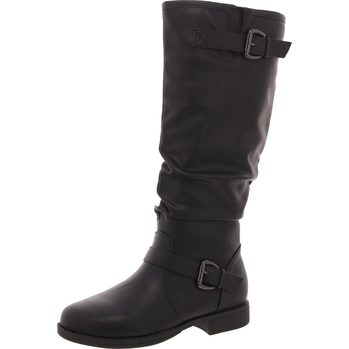 kniehohe Stiefel – Kunstleder, Schnalle