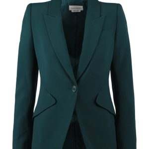 Jacke mit gepolsterten Schultern und einem Knopf – 7733795979324