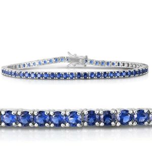 Tennisarmband mit blauen Saphiren, 3 1/2 ct, 14 K Weißgold, 7