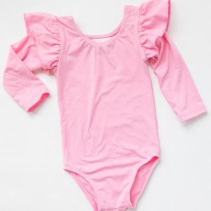 Bubblegum Gymnastikbody – lange Flügelärmel, Rosa
