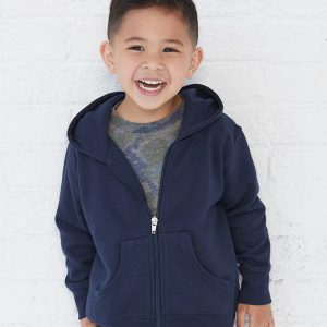Rabbit Skins Kleinkind-Kapuzen-Sweatshirt aus Fleece mit durchgehendem Reißverschluss
