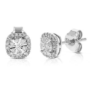 Runde Damen-Ohrstecker aus .925 Sterlingsilber mit laborgezüchteten Diamanten in Krappenfassung – 1/5 ct TW, 1/4 Zoll