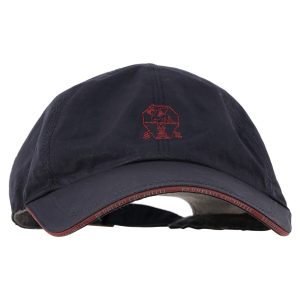 Brunello Cucinelli Kappe mit gesticktem Wappen aus marineblauem Polyester