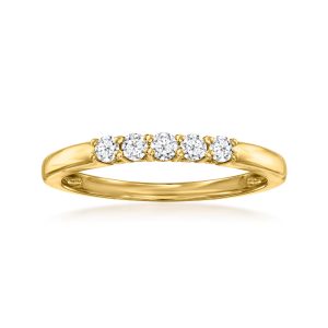 Ross-Simons Fünf-Stein-Ring mit laborgezüchteten Diamanten – Sterlingsilber mit 18-karätiger Vergoldung