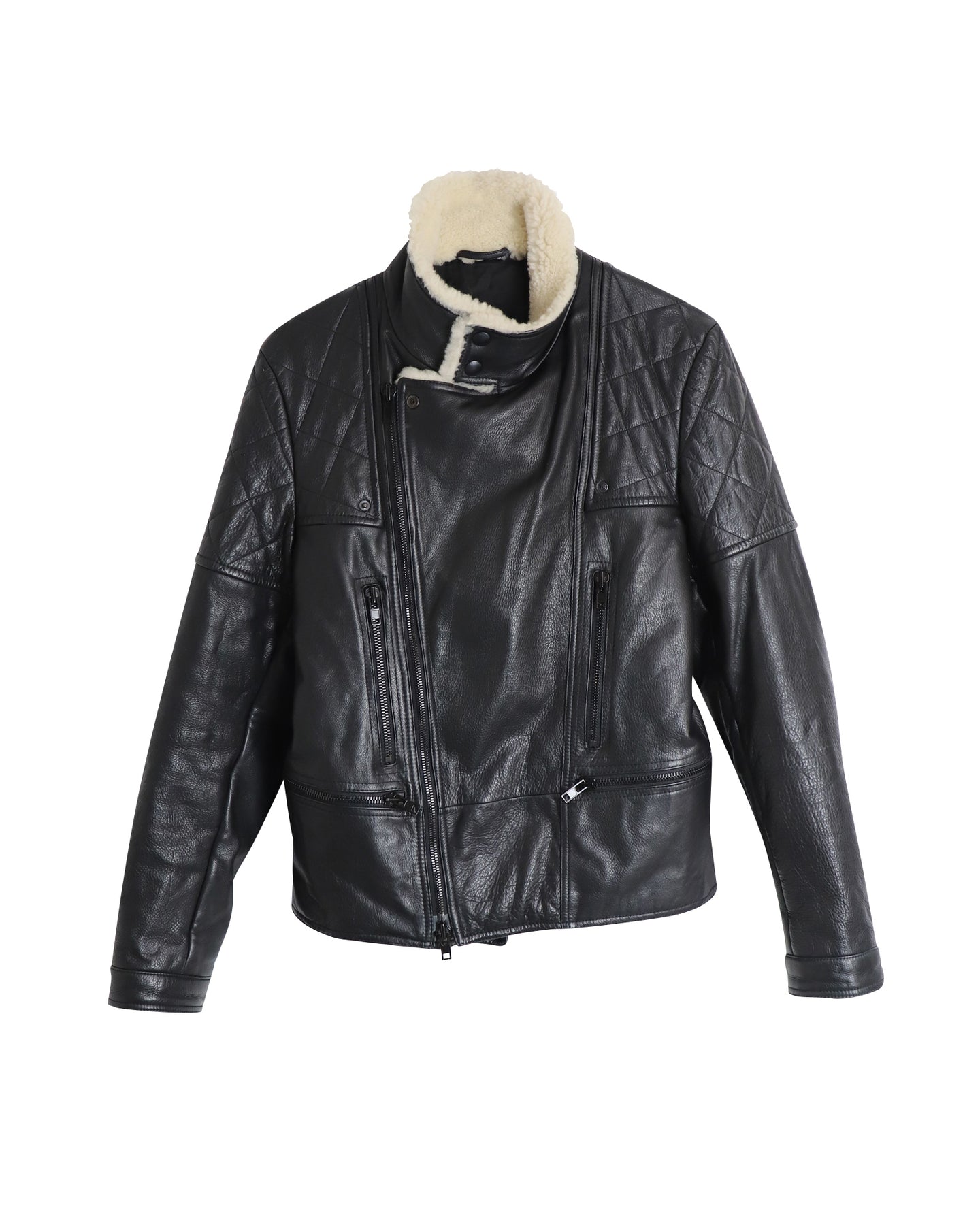 Givenchy gesteppte Lederjacke mit Lammfellbesatz in Schwarz