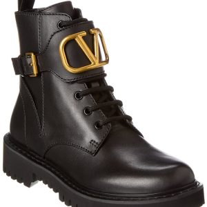 Valentino VLogo 35 Stiefel – Leder, Combat-Stil