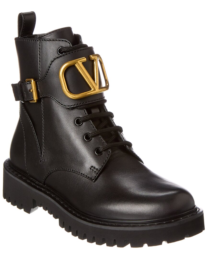 Valentino VLogo 35 Stiefel – Leder, Combat-Stil