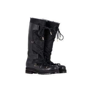 Jimmy Choo Schneestiefel aus schwarzem Leder mit Kaninchenfellfutter
