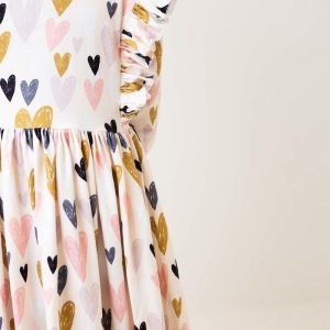 I You Kleid mit schwingendem Rock – Rüschen, Herzmotiv