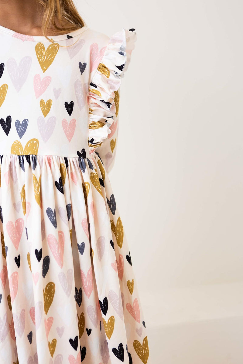 I You Kleid mit schwingendem Rock – Rüschen, Herzmotiv