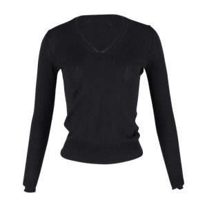 Saint Laurent V-Ausschnitt-Pullover aus schwarzer Wolle