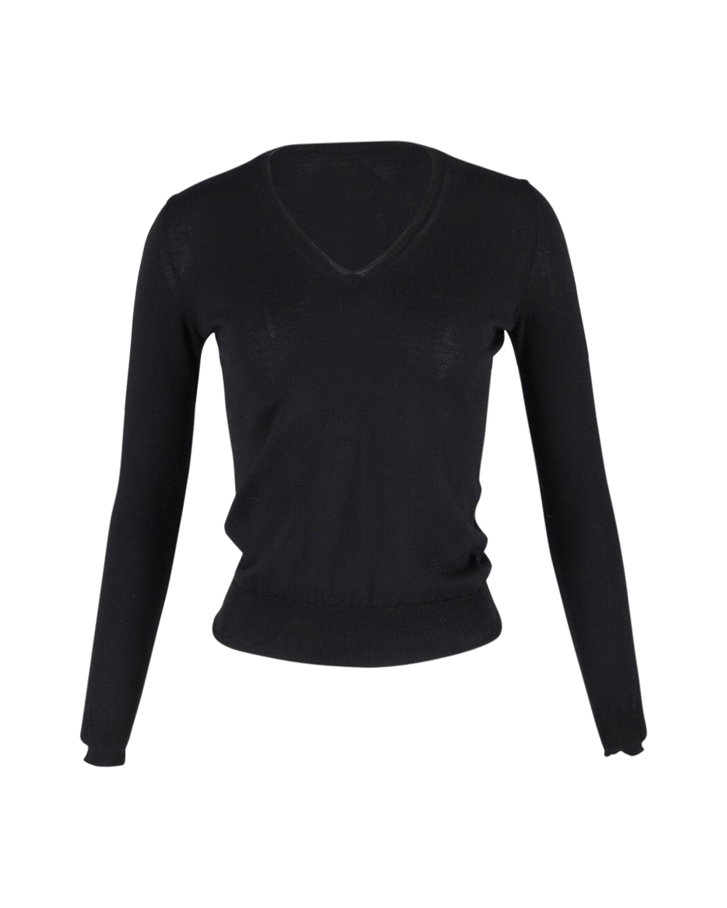Saint Laurent V-Ausschnitt-Pullover aus schwarzer Wolle