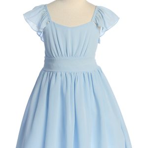 Mädchen-Osterkleid aus Pebble-Georgette mit Rüschenärmeln, Größen 2–16