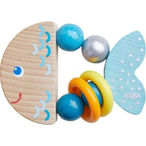 HABA Rattlefish umweltfreundliche schadstofffreie Holz-Babyrassel