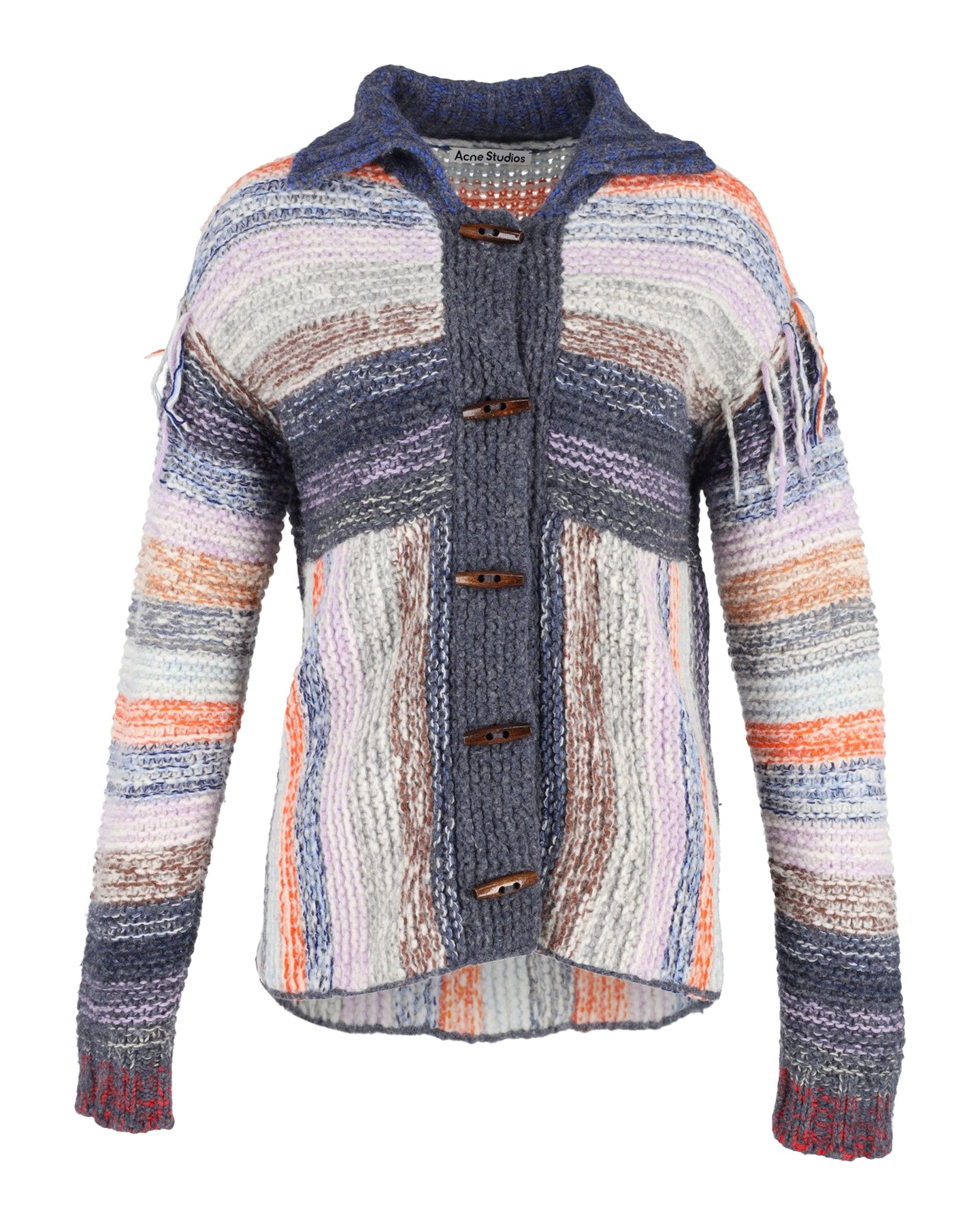 Acne Studios Karya Mouliné Strickjacke – Wolle, Streifenmuster, Mehrfarbig