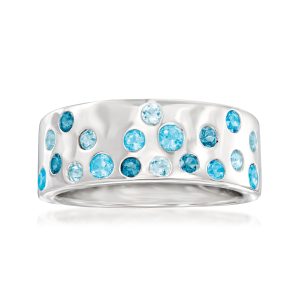 Ross-Simons Ring aus Sterlingsilber mit blauen Topasen in Ton-in-Ton-Abstufung