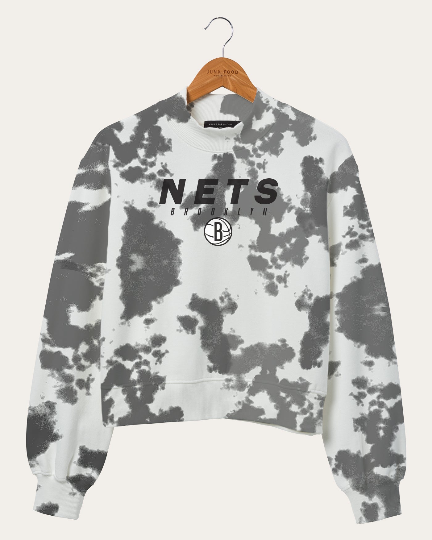 NBA Brooklyn Nets Damen-Fleeceoberteil mit Stehkragen und Batikmuster