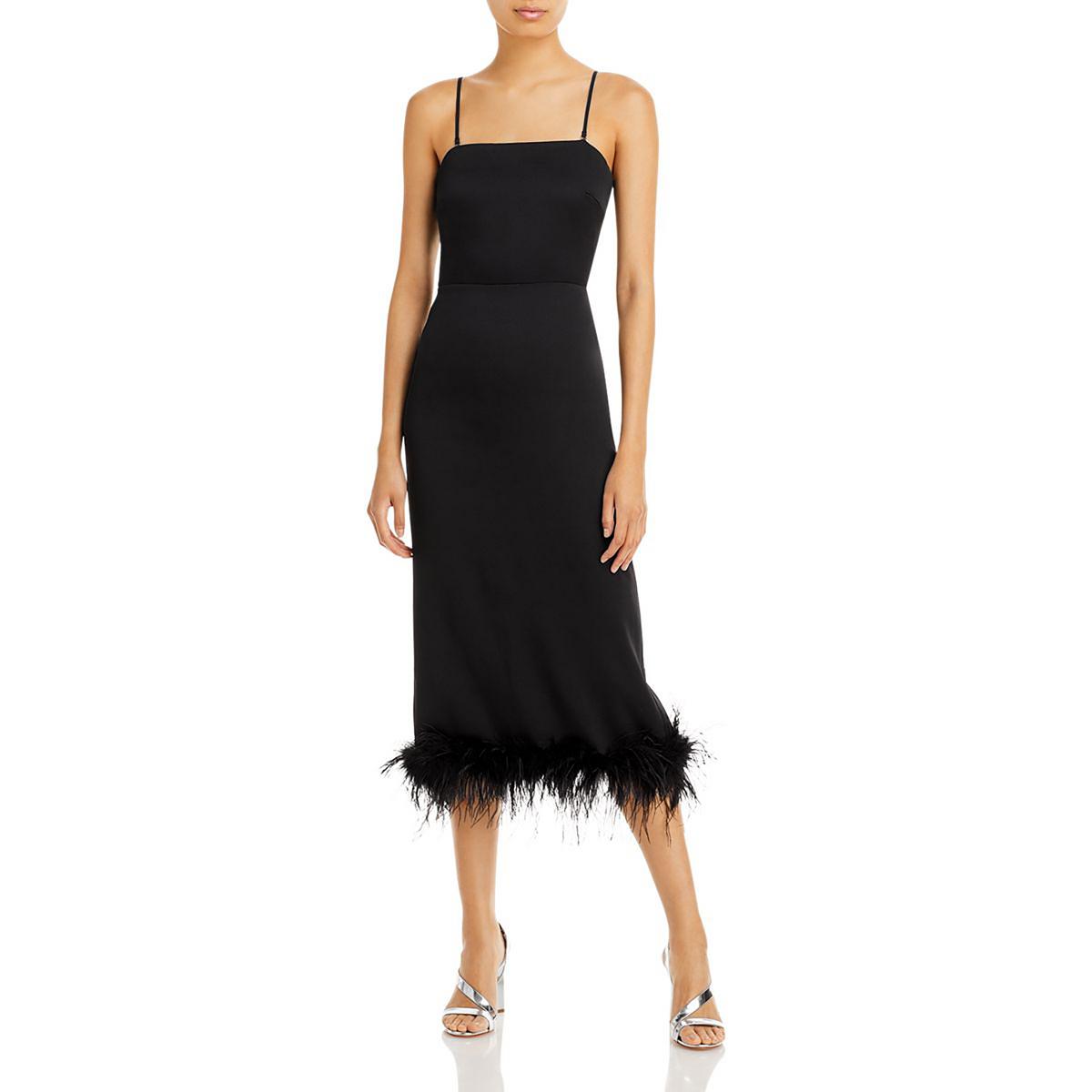 Mareena Cocktail- und Partykleid mit Federbesatz und rückseitigem Schlitz