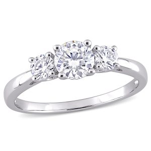 Mimi & Max 1ct DEW Verlobungsring – synthetischer Moissanit, Sterlingsilber, drei Steine