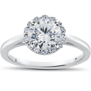 Madelyn Halo-Verlobungsring mit im Labor gezüchtetem Diamanten, 1 ct, 14 K Weißgold