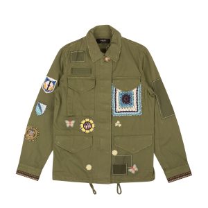 Grüne M65 Militär-Trenchjacke aus Baumwolle