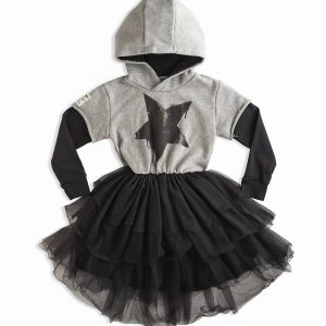 Magic Mädchenkleid mit Kapuze – Grau
