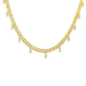 Baguette Halskette – verstellbar, Panzerkette, hängend, Choker, Gold