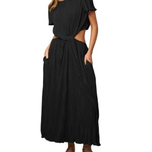 Pocket Full Of Sunshine plissiertes Kleid – Schwarz