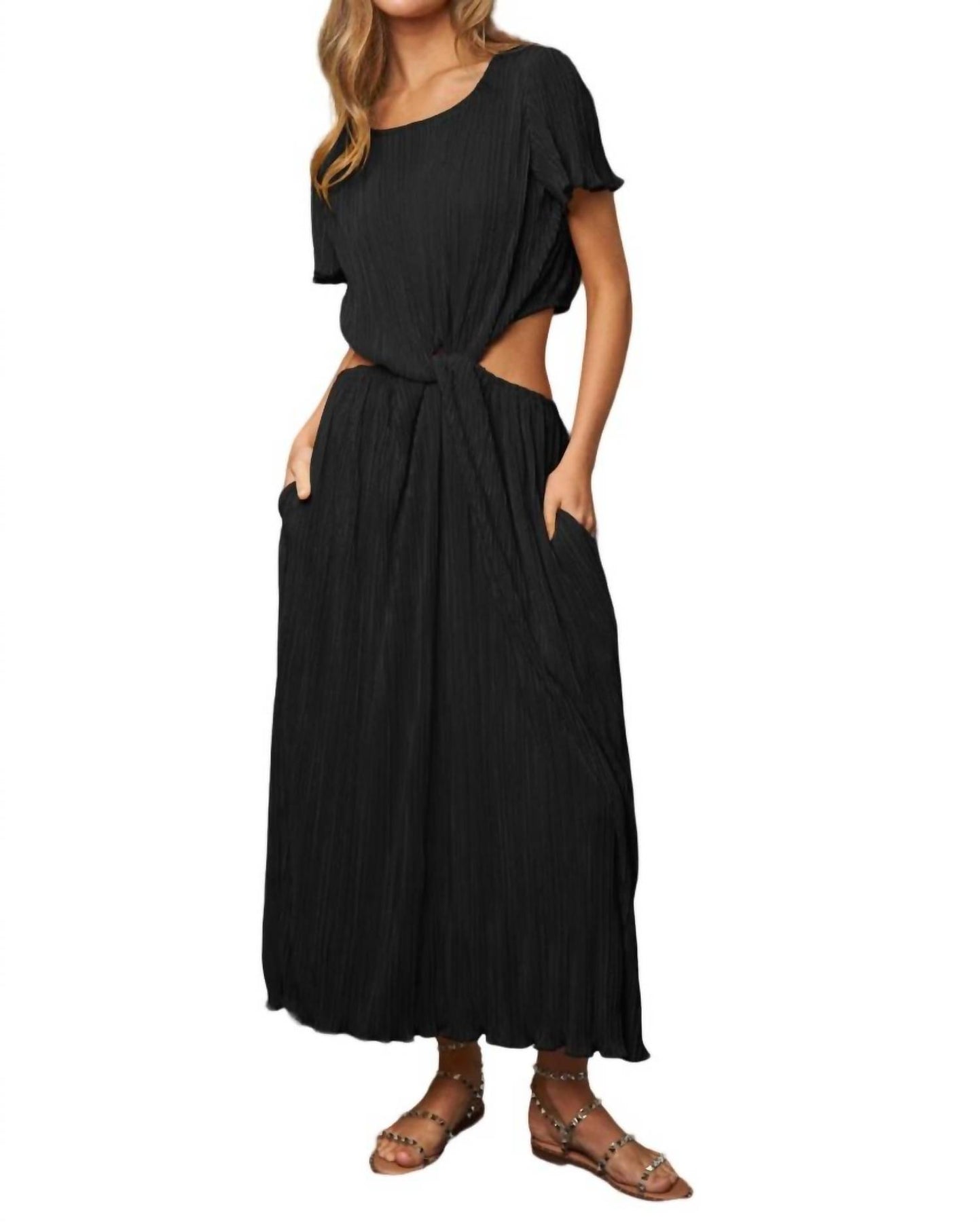 Pocket Full Of Sunshine plissiertes Kleid – Schwarz