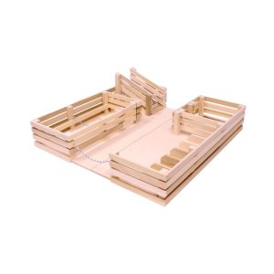 Amish-gefertigtes klappbares Bauernhof-Spielzeug aus unbehandeltem Holz