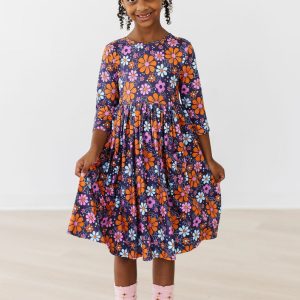 Haunted Garden Kleid mit schwingendem Rock – 3/4-Ärmel, Taschen