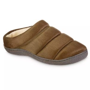 Herren-Puffer-Clog-Hausschuhe aus Mikro-Veloursleder – Oliv – 7733805547580