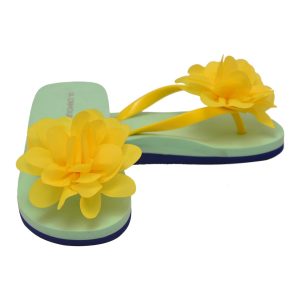 Gelbe Mädchen-Zehentrenner mit Organza-Blume, Kindergrößen 11–4