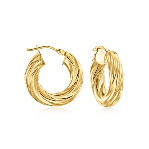 Ross-Simons italienische gedrehte Creolen aus 18 kt Gelbgold