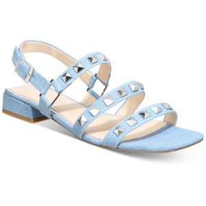 Audrey Kunstlederschuhe mit Nieten und Blockabsatz