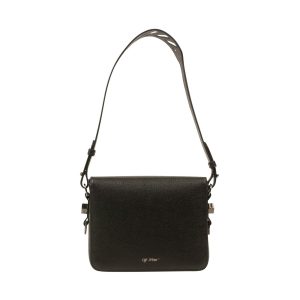 Schwarz-weiße Ledertasche mit Klappe
