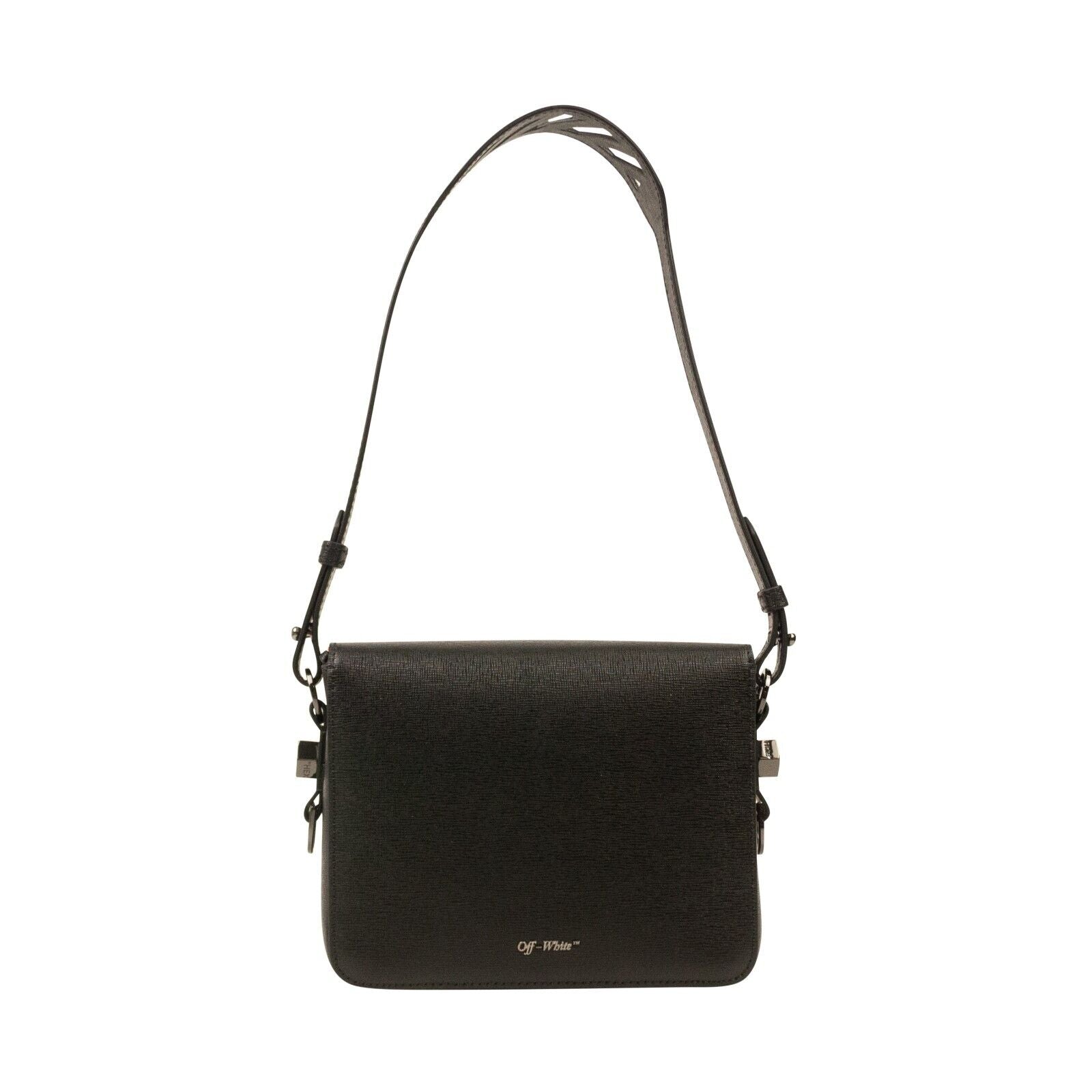 Schwarz-weiße Ledertasche mit Klappe