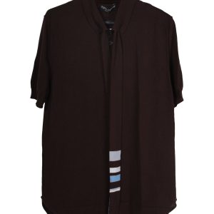 Dolce & Gabbana Poloshirt aus brauner Schurwolle mit Bindebanddetail – 7748658528316