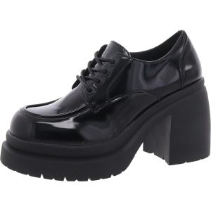 Lackleder-Loafer mit Blockabsatz