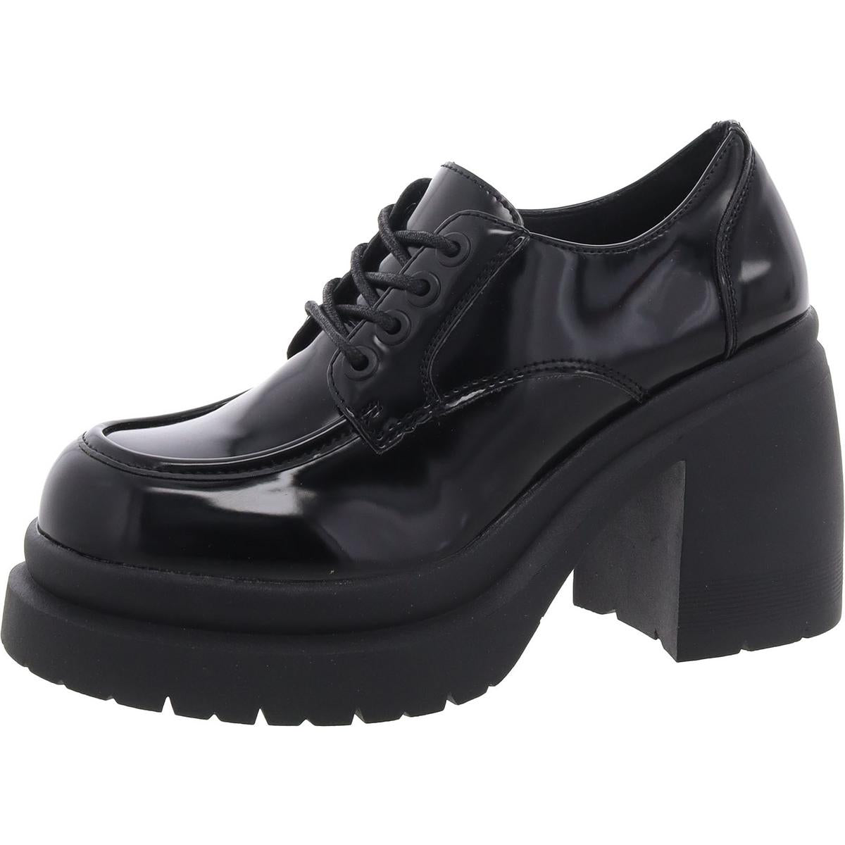 Lackleder-Loafer mit Blockabsatz