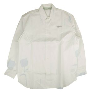 Hemd – gestreift, Blumenmuster, Weiß