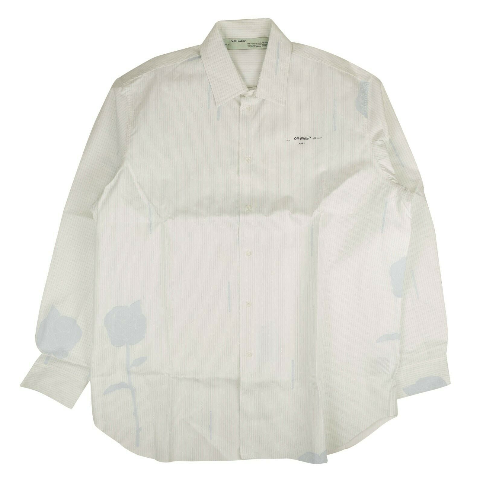 Hemd – gestreift, Blumenmuster, Weiß