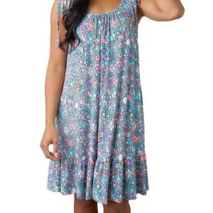 Essence 7732540735548 Kleid – Bindeträger, Blumenmuster, Blau