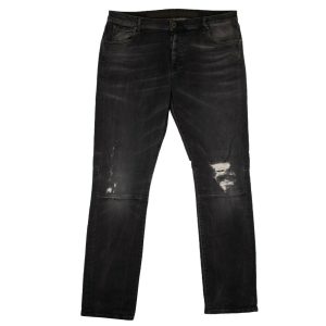 Unravel Project schmal geschnittene Jeanshose im Used-Look in Schwarz