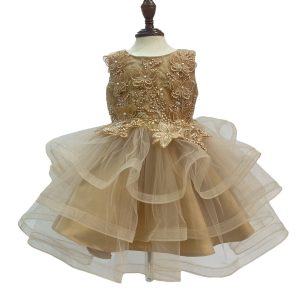 Baby-Blumenmädchenkleid aus Tüll mit mehrlagigem Rock und Schmetterlingspailletten, Größen 3–24 Monate