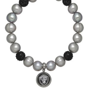 Oakland Raiders 7732495188028 Armband – Kristall, Stretch, Perlen, Grau