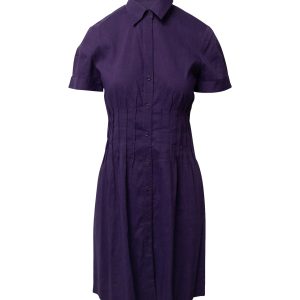 Theory Kleid aus lila Leinen mit plissierter Taille